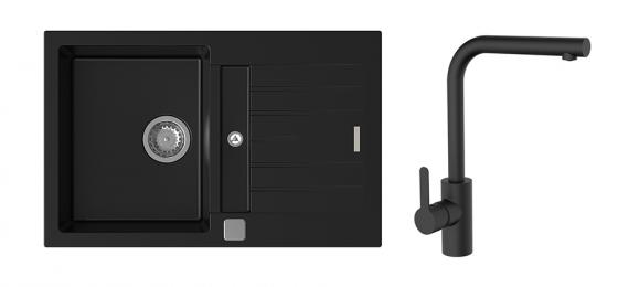 K-StrongSinks S3 mosogató szett Vardar 780 fekete + Ipoly csaptelep fekete