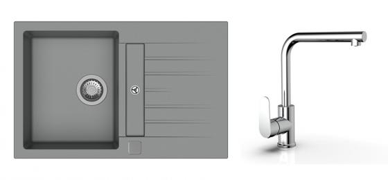 K-StrongSinks S3 mosogató szett Vardar 780 szürke +  Stréva csaptelep króm