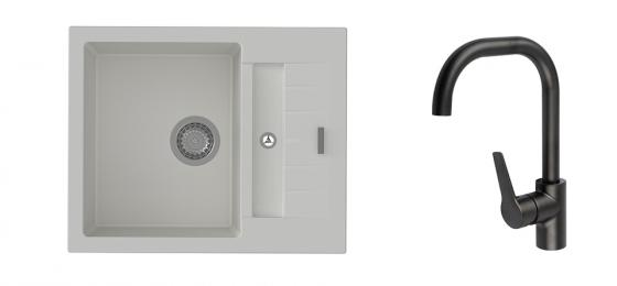 K-StrongSinks S3 mosogató szett Vardar 615 fehér + Garonne csaptelep fekete