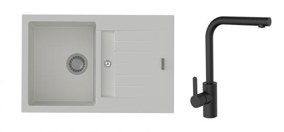 K-StrongSinks S3 mosogató szett Vardar 780 fehér + Ipoly csaptelep fekete