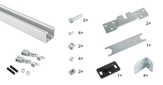 SISCO posuvné interiérové kování sada pro 1 křídlo, vedení 1,5m, 40kg, 2x brzda