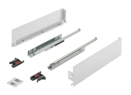 K-StrongMini fiók 121/270mm, csillapított teljeskihúzású fióksínnel 30kg, fehér