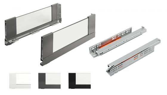 K-StrongMax 16 PUSH fiókvasalat H185/500mm üveg oldalfal, szürke