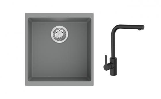 K-StrongSinks S3 mosogató szett Hron 430x460mm szürke + Ipoly csaptelep fekete