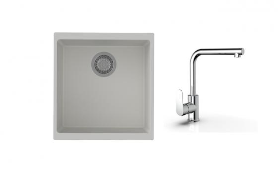 K-StrongSinks S3 mosogató szett Hron 430x460mm fehér + Stréva csaptelep króm