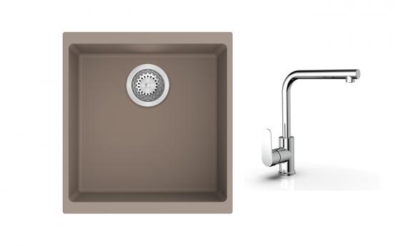 K-StrongSinks S3 mosogató szett Hron 430x460mm bézs + Stréva csaptelep króm