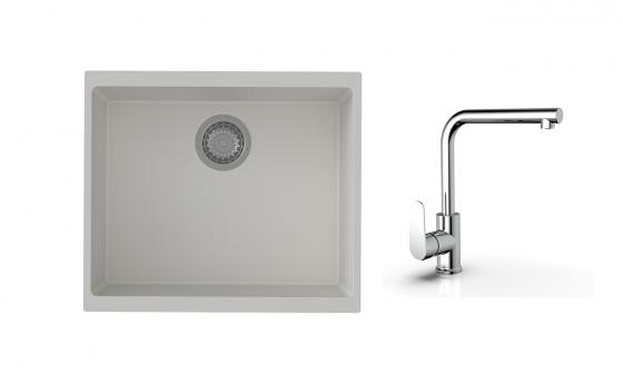 K-StrongSinks S3 mosogató szett Hron 530x460mm fehér + Stréva csaptelep króm
