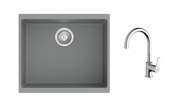 K-StrongSinks S3 mosogató szett Hron 530x460mm szürke + Rhona csaptelep króm