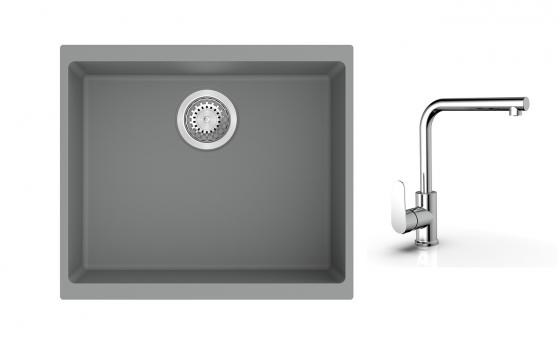 K-StrongSinks S3 mosogató szett Hron 530x460mm szürke + Stréva csaptelep króm