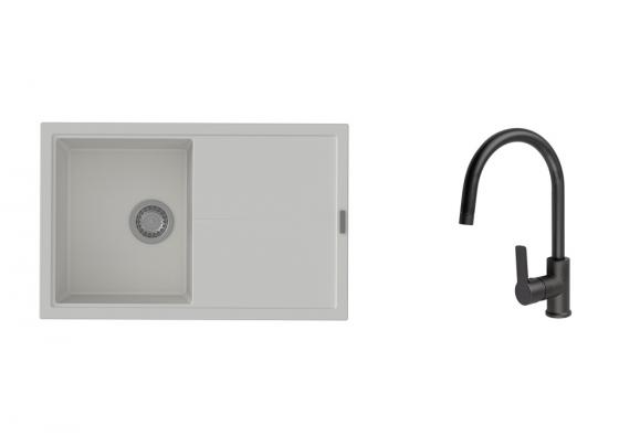 K-StrongSinks S3 mosogató szett Labe 780x500mm fehér + Loira csaptelep fekete