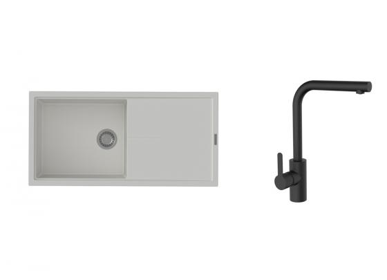 K-StrongSinks S3 mosogató szett Labe 1000x500mm fehér + Ipoly csaptelep fekete
