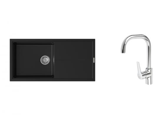 K-StrongSinks S3 mosogató szett Labe 1000x500mm fekete + Garonne csaptelep króm