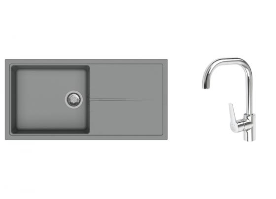 K-StrongSinks S3 mosogató szett Labe 1000x500mm szürke + Garonne csaptelep króm