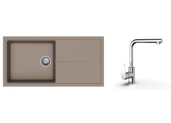 K-StrongSinks S3 mosogató szett Labe 1000x500mm bézs + Stréva csaptelep króm