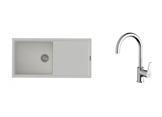 K-StrongSinks S3 mosogató szett Labe 1000x500mm fehér + Rhona csaptelep króm