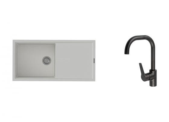 K-StrongSinks S3 mosogató szett Labe 1000x500mm fehér + Garonne csaptelep fekete