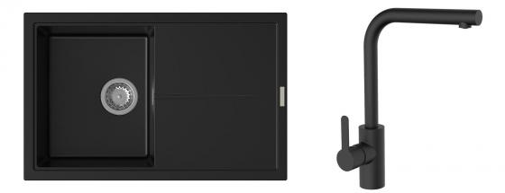 K-StrongSinks S3 mosogató szett Labe 780x500mm fekete + Ipoly csaptelep fekete