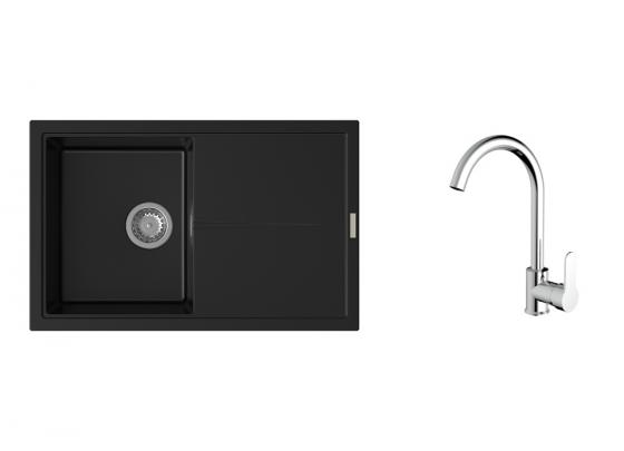 K-StrongSinks S3 mosogató szett Labe 780x500mm fekete + Seina csaptelep króm