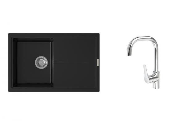 K-StrongSinks S3 mosogató szett Labe 780x500mm fekete + Garonne csaptelep króm