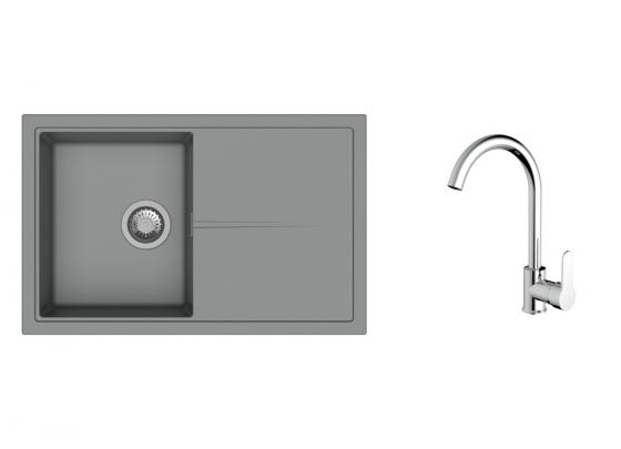 K-StrongSinks S3 mosogató szett Labe 780x500mm szürke + Seina csaptelep króm