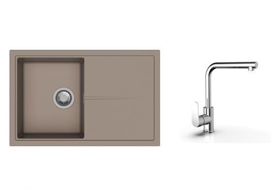 K-StrongSinks S3 mosogató szett Labe 780x500mm bézs + Stréva csaptelep króm