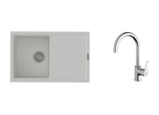 K-StrongSinks S3 mosogató szett Labe 780x500mm fehér + Rhona csaptelep króm