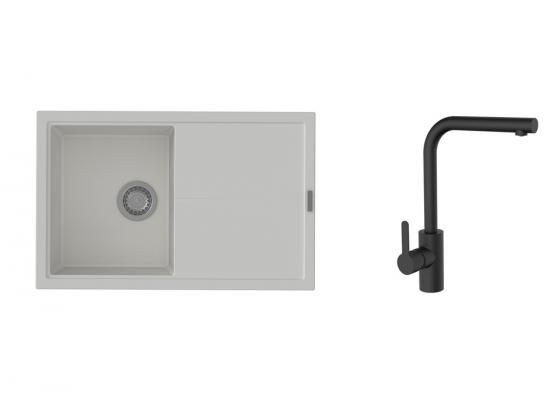 K-StrongSinks S3 mosogató szett Labe 780x500mm fehér + Ipoly csaptelep fekete