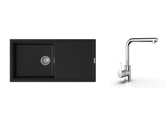 K-StrongSinks S3 mosogató szett Labe 1000x500mm fekete + Stréva csaptelep króm