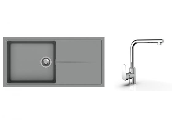 K-StrongSinks S3 mosogató szett Labe 1000x500mm szürke + Stréva csaptelep króm