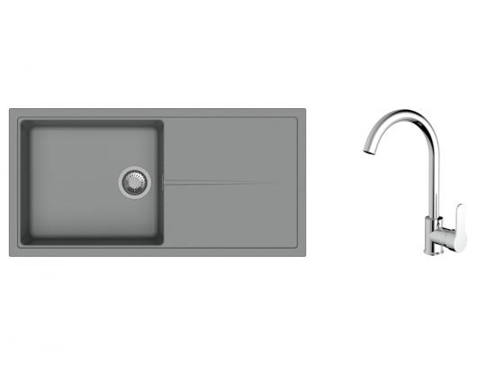 K-StrongSinks S3 mosogató szett Labe 1000x500mm szürke + Seina csaptelep króm