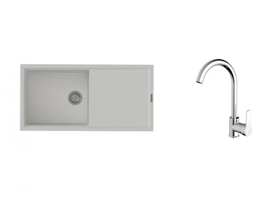 K-StrongSinks S3 mosogató szett Labe 1000x500mm fehér + Seina csaptelep króm