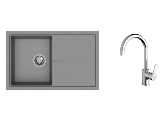 K-StrongSinks S3 mosogató szett Labe 780x500mm szürke + Rhona csaptelep króm