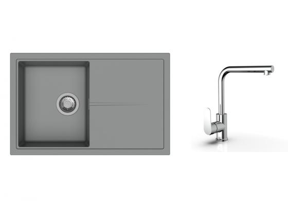 K-StrongSinks S3 mosogató szett Labe 780x500mm szürke + Stréva csaptelep króm