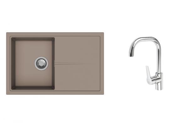 K-StrongSinks S3 mosogató szett Labe 780x500mm bézs + Garonne csaptelep króm