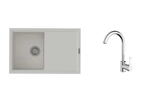 K-StrongSinks S3 mosogató szett Labe 780x500mm fehér + Seina csaptelep króm