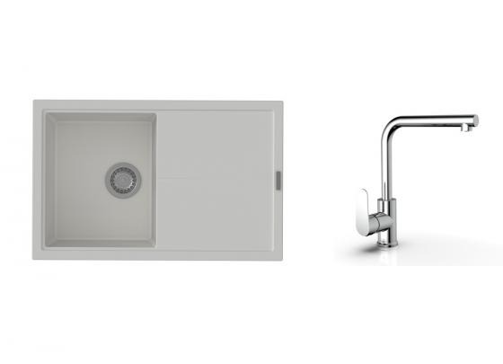 K-StrongSinks S3 mosogató szett Labe 780x500mm fehér + Stréva csaptelep króm