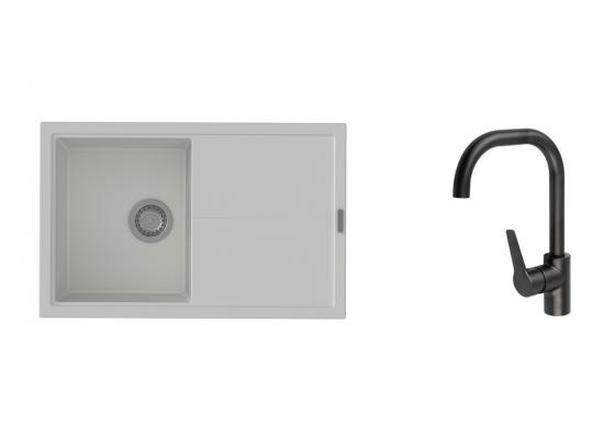 K-StrongSinks S3 mosogató szett Labe 780x500mm fehér + Garonne csaptelep fekete