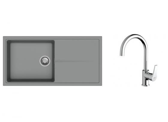 K-StrongSinks S3 mosogató szett Labe 1000x500mm szürke + Rhona csaptelep króm