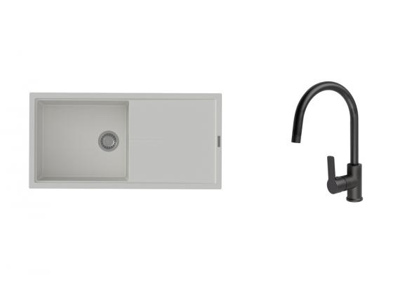 K-StrongSinks S3 mosogató szett Labe 1000x500mm fehér + Loira csaptelep fekete