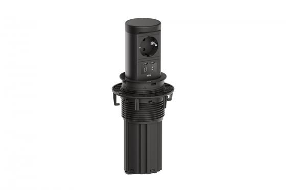 Bachmann Elevator t 2 1x230V + 2x USB C, schuko, fekete