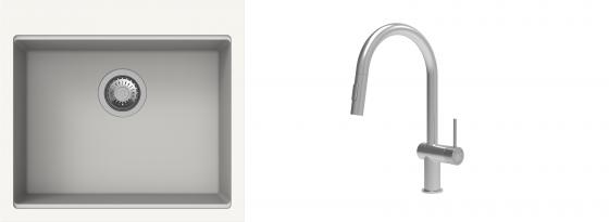 K-StrongSinks S3 mosogató szett Ipel 560x510mm fehér + csaptelep Neris acél
