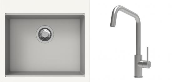 K-StrongSinks S3 mosogató szett Ipel 560x510mm fehér + csaptelep Arda nerez