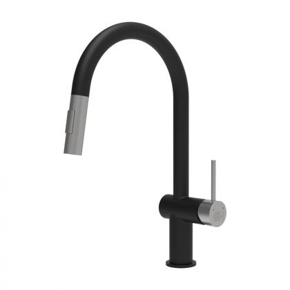 StrongSinks S3 Neris csaptelep kihúzható zuhanyfejjel,U alakú,matt fekete/rozsda