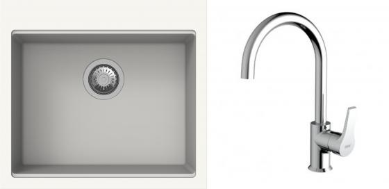 K-StrongSinks S3 mosogató szett Ipel 560x510mm fehér + csaptelep Rhona króm