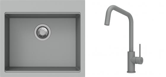 K-StrongSinks S3 mosogató szett Ipel 560x510mm szürke + csaptelep Arda szürke
