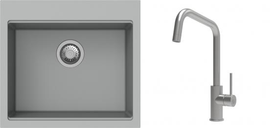 K-StrongSinks S3 mosogató szett Ipel 560x510mm szürke + csaptelep Arda nerez