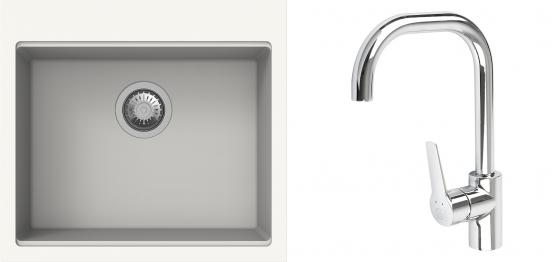 K-StrongSinks S3 mosogató szett Ipel 560x510mm fehér + csaptelep Garonne króm