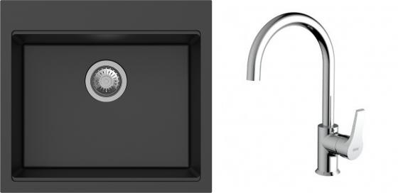 K-StrongSinks S3 mosogató szett Ipel 560x510mm fekete + csaptelep Rhona króm