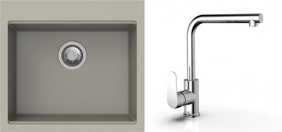 K-StrongSinks S3 mosogató szett Ipel 560x510mm bézs + csaptelep  Stréva króm