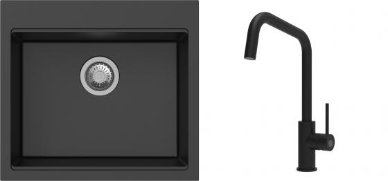 K-StrongSinks S3 mosogató szett Ipel 560x510mm fekete + csaptelep  Arda fekete